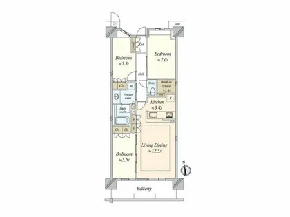 パークホームズLaLa名古屋みなとアクルスガーデンスクエア【416号室】の間取り