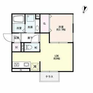 スカイコートA棟【2階】の間取り