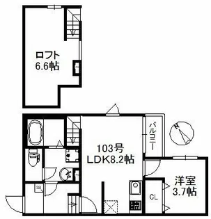 ソラーレ津福駅南【103号室】の間取り