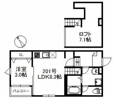 ソラーレ津福駅南【2階】の間取り