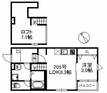 ソラーレ津福駅南【2階】の間取り