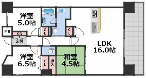 CITY SPIRE難波グレイス【12階】の間取り