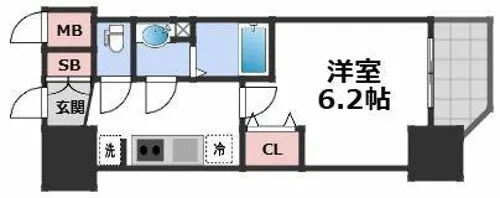プレサンス長堀通グレイタス【3階】の間取り