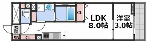 S-MOVE緑橋Ⅱ【4階】の間取り