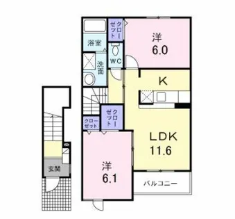 シャン・ド・フルールドゥ【2階】の間取り