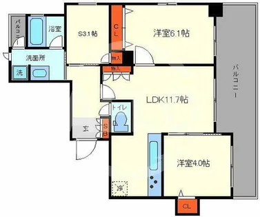 アシュランス新町【3階】の間取り