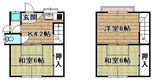 大阪府高槻市栄町2丁目【テラスハウス】の間取り