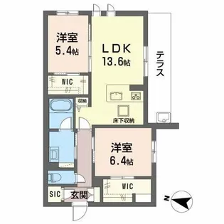 シャーメゾン レフィシア【1階】の間取り