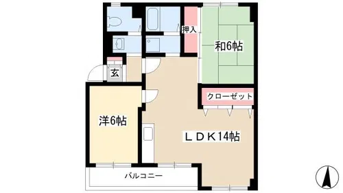 パラシオン町田【4階】の間取り