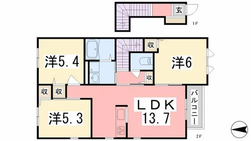 ファミール桜A【2階】の間取り