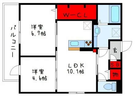 ボースウィングス竹渕東【2階】の間取り