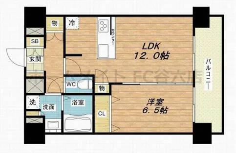 プレサンスOSAKA DOMECITYビーツ【13階】の間取り