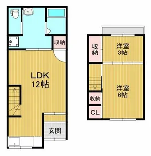 大阪府大阪市東住吉区矢田1丁目【テラスハウス】の間取り