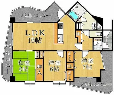 ふぁみーゆ勝山【4階】の間取り