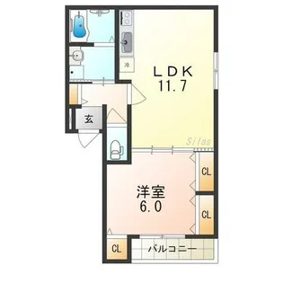 フジパレス諏訪ノ森Ⅱ番館【1階】の間取り