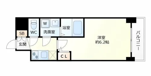 エスリードレジデンス ザ グラン大阪福島クラス【8階】の間取り