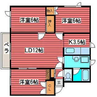 ライラックA【3階】の間取り