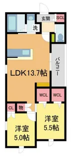 カサキーナ【1階】の間取り