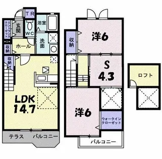 コルティーレ谷上Ⅱ【103号室】の間取り