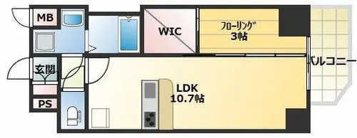 MELDIA CREST 桜ノ宮 Kirsch【2階】の間取り