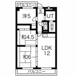 ウィズユー苅安賀【4B号室】の間取り