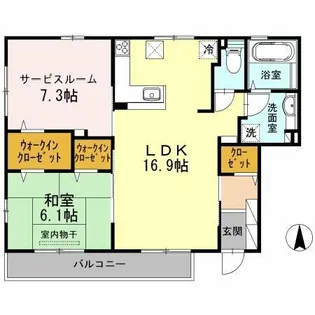 シャトーUMAKAWA【1階】の間取り