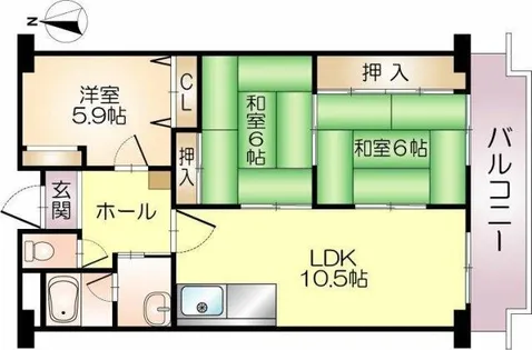 フローエンス吉田Ⅱ【2階】の間取り