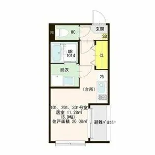 大阪府大阪市生野区巽北1丁目【アパート】の間取り