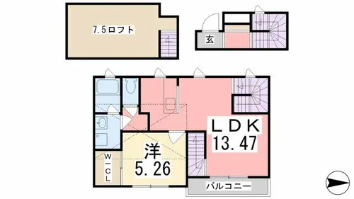 ブーロ ブラン【I-2号室】の間取り