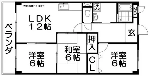 マンションあけぼの【3階】の間取り