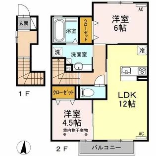 ローズクォーツ【203号室】の間取り