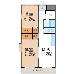 レーベン久沓【2A号室】の間取り