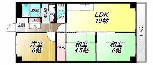 ハンリョウ八尾ハイツ【4階】の間取り