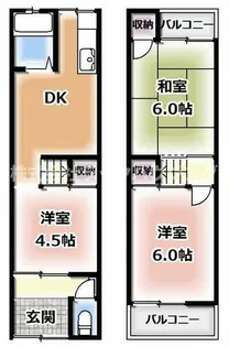 大阪府門真市岸和田2丁目【テラスハウス】の間取り