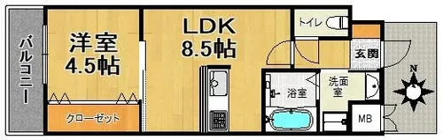 corner stone【503号室】の間取り