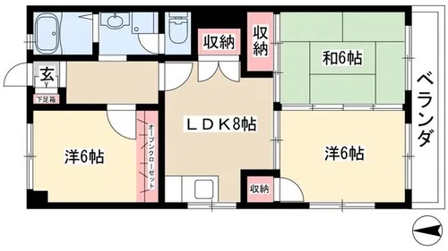 酒井マンション B棟【403号室】の間取り