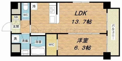 プラシード新町【4階】の間取り