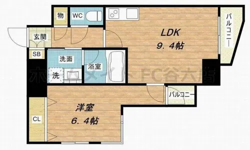 ビエラコート天神橋【9階】の間取り