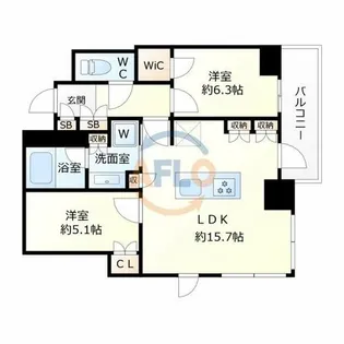 ザ・パークハウス大阪梅田タワー【7階】の間取り