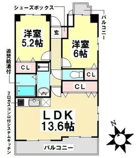リバーサイドヴィレッジ・Ⅰ【2階】の間取り