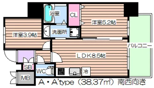 S-FORT福島LaLuna【4階】の間取り