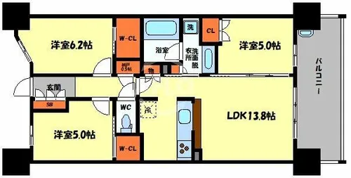 ザ 天王寺レジデンスガーデン&ビスタ【18階】の間取り