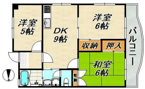 落合ハイツA棟【3階】の間取り