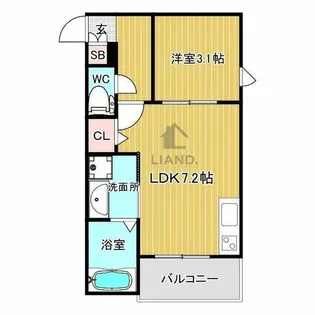 仮称)中央区伊崎C棟【2階】の間取り