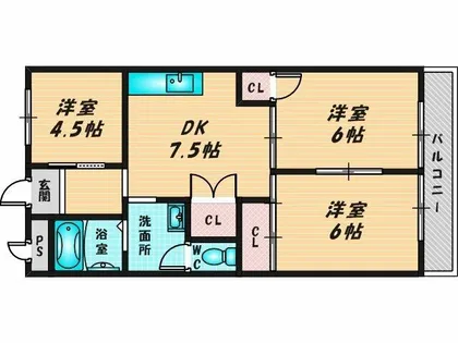 メゾン瓜生堂【4階】の間取り