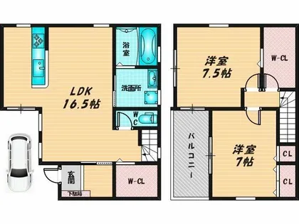 大阪府東大阪市柏田東町【タウンハウス】の間取り