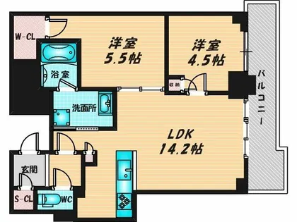 シエリアタワー大阪堀江【27階】の間取り