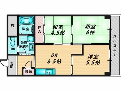 花園マンション巽【4階】の間取り
