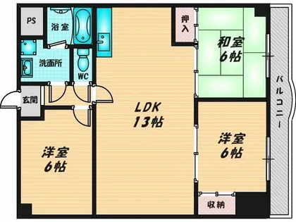 フェルザ長田【9階】の間取り