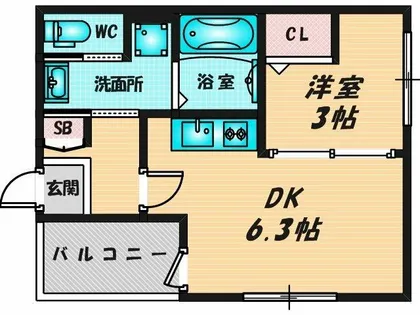 TheHavenOsaka【2階】の間取り